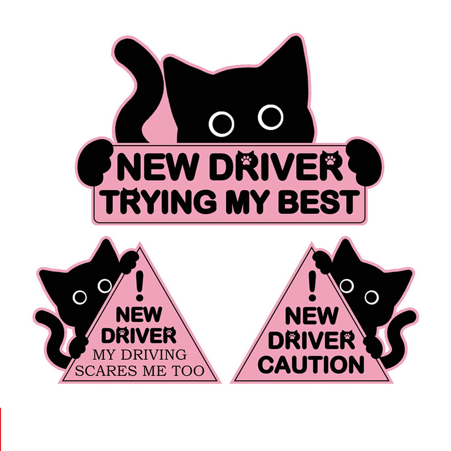 Imanes magnéticos para coche Pincuttee con silueta de gato rosa para tus trayectos cotidianos
