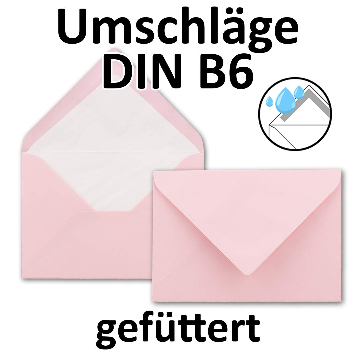 Envelopes B6 125 x 176 mm Pink with Inner Lining 25 Stück Pink - Image 2