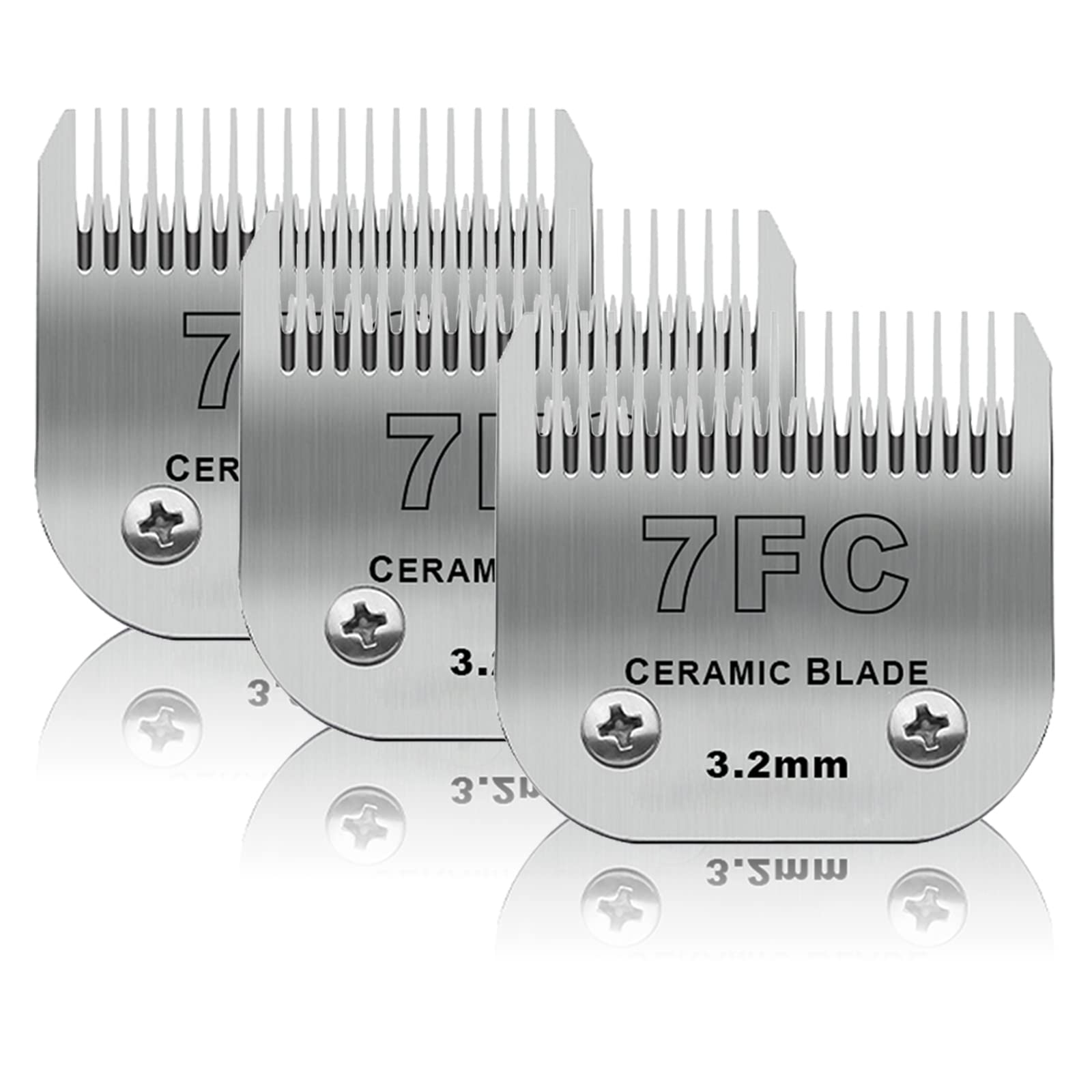 DODAER 3 Pack 7FC Detachable Pet Dog Grooming Ceramic Blades,Compatible with Andis,Oster A5,Wahl KM-10 Series,Size 7FC Blade 1/8-Inch 3.2MM Cut LengthDODAER 3 Pack 7FC Detachable Pet Dog Groo…