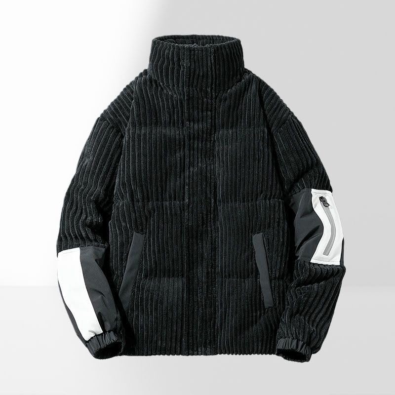 Chaqueta de plumón de pana bordada con acabados premium de invierno 6