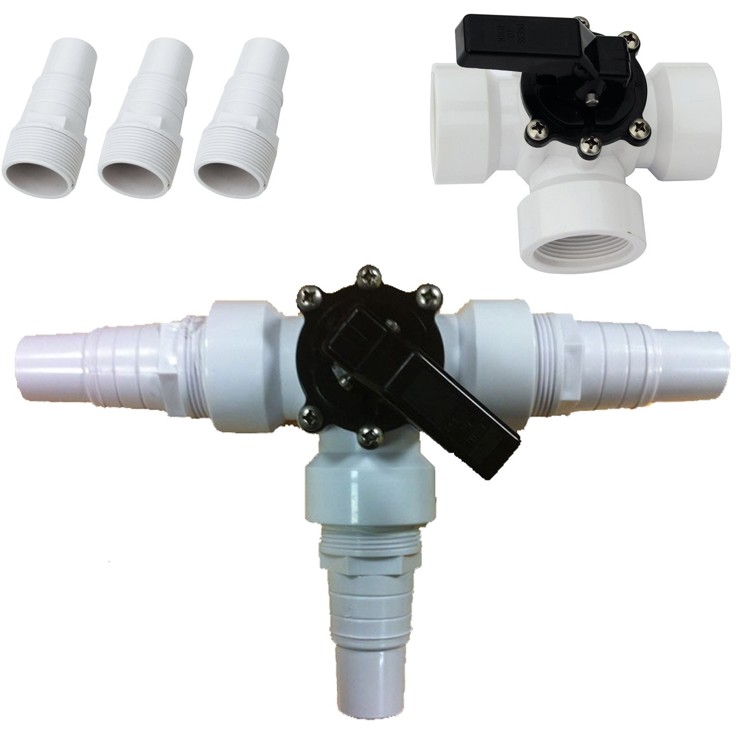 Steinbach 3-Way Valve with black handle and white body