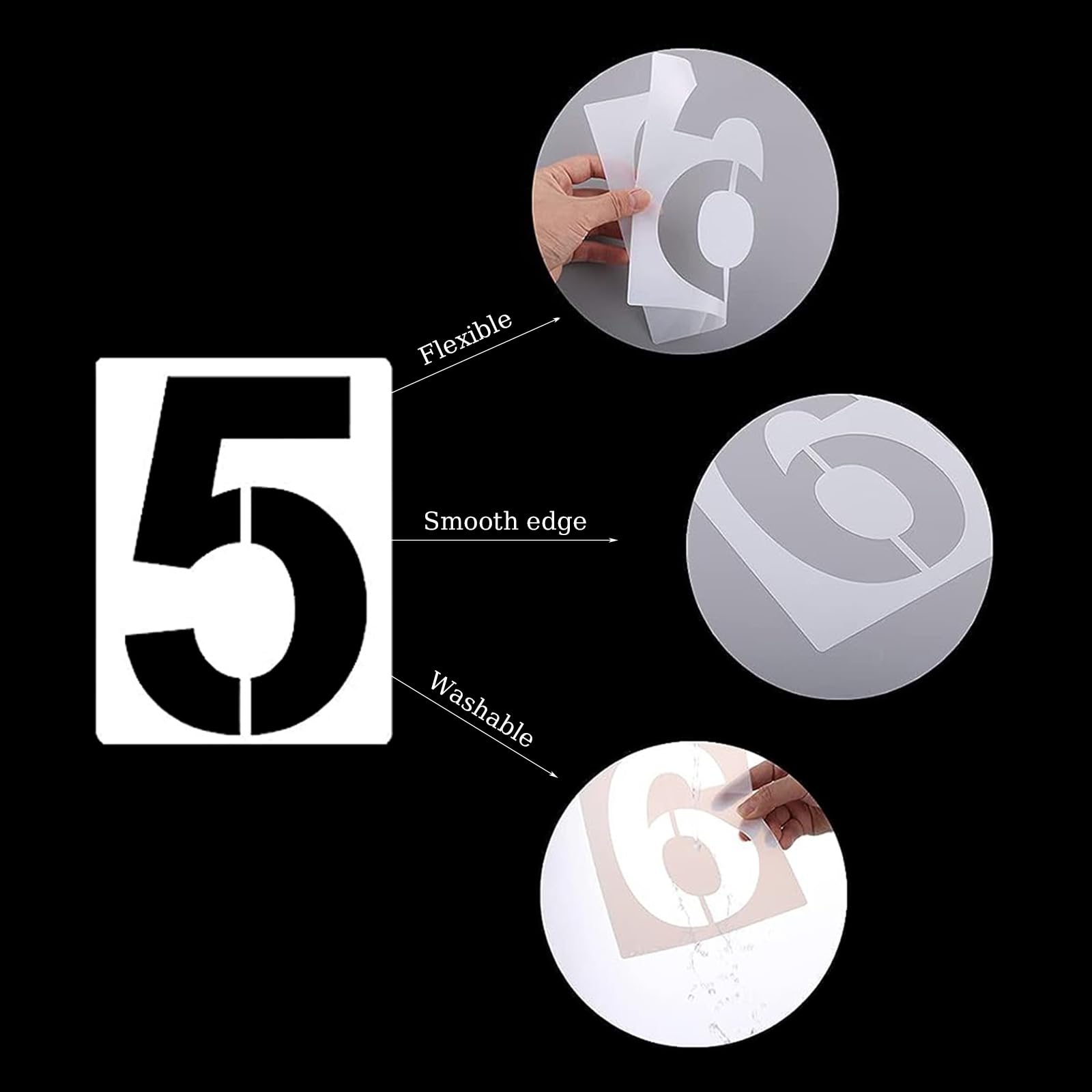 Stencil Numeri 10,2 Cm In Plastica Riutilizzabile - Set Da 0 A 9 Per Torte, Pareti, Artigianato E Indirizzi
