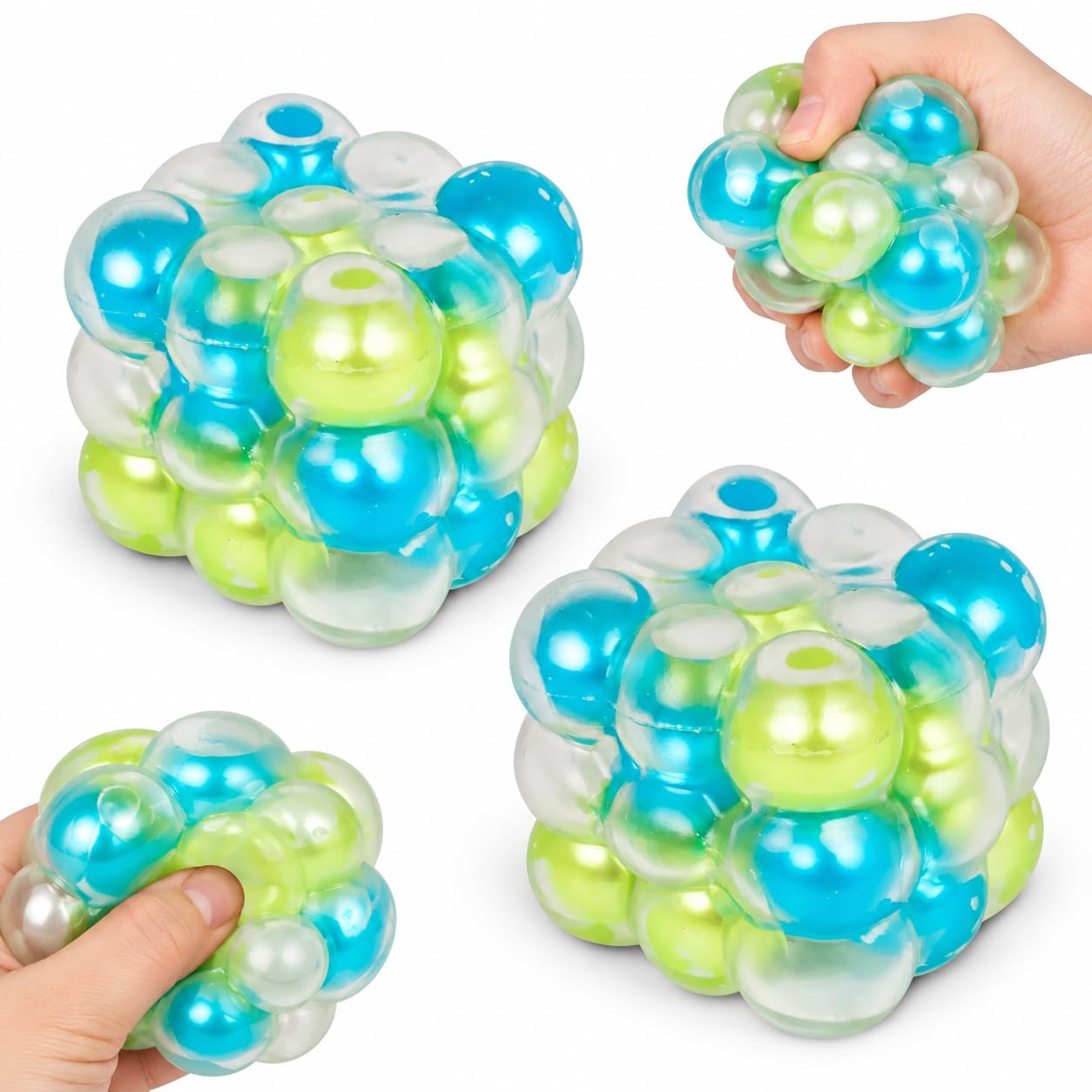 2 PCS Magic Cube Noise Ball Squishy,3D Bubble Cube Squishys Stress Relief Block,Squeeze Cube Stress Toy,Portable Decompression Sensory Toy,Anxiety Relief Fidget Toy for Kid Adult Office Home