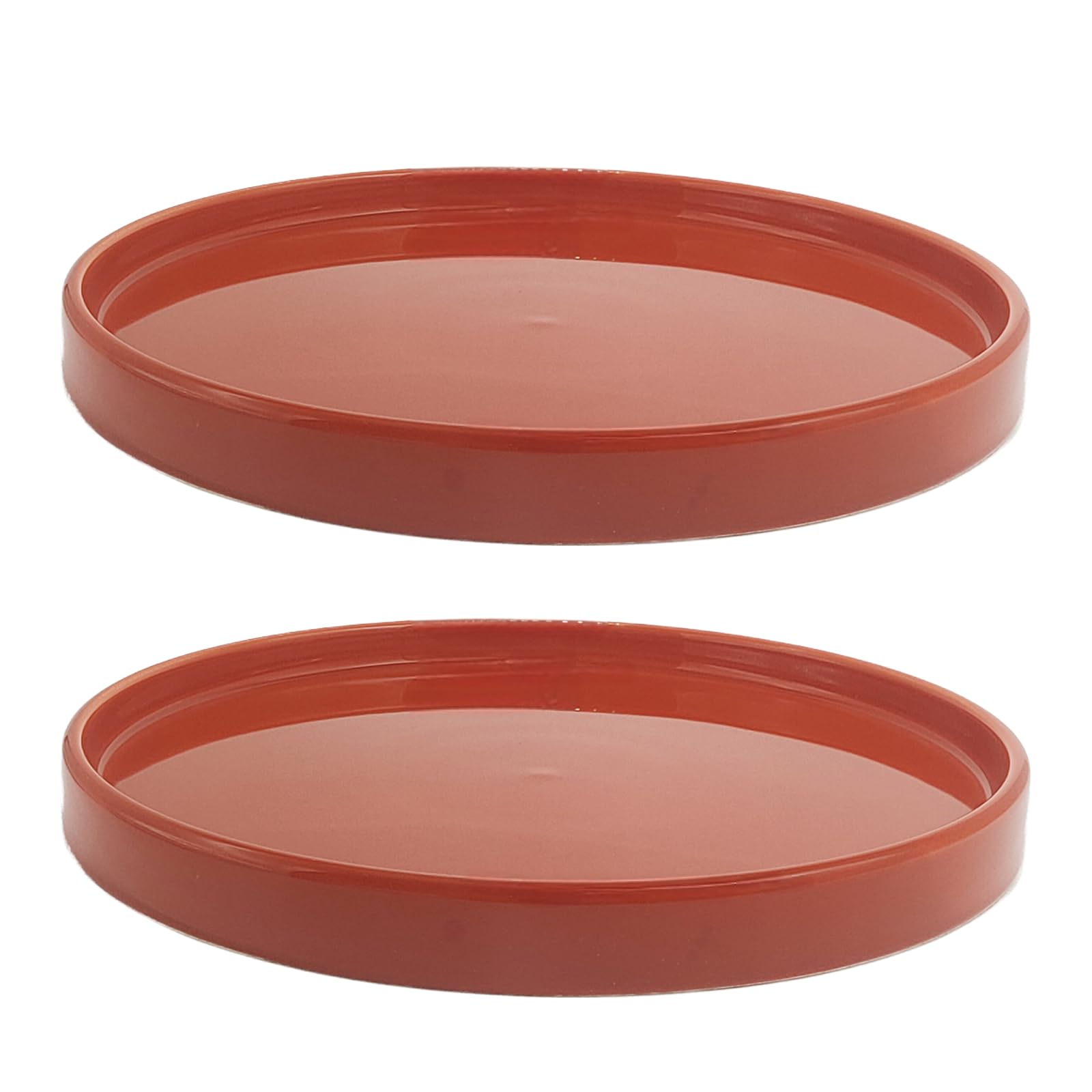 Yukfona Ceramic Plant Saucer Tray 2 Pcs 8 Inch Red Terracotta, 8.5"OD x8.15"ID x1"Deep| Fits flower pots Bottomβ€ 8.15", Heavy Duty Glazed Round Planter Drip with Catch Basin for Indoor Outdoor Plants