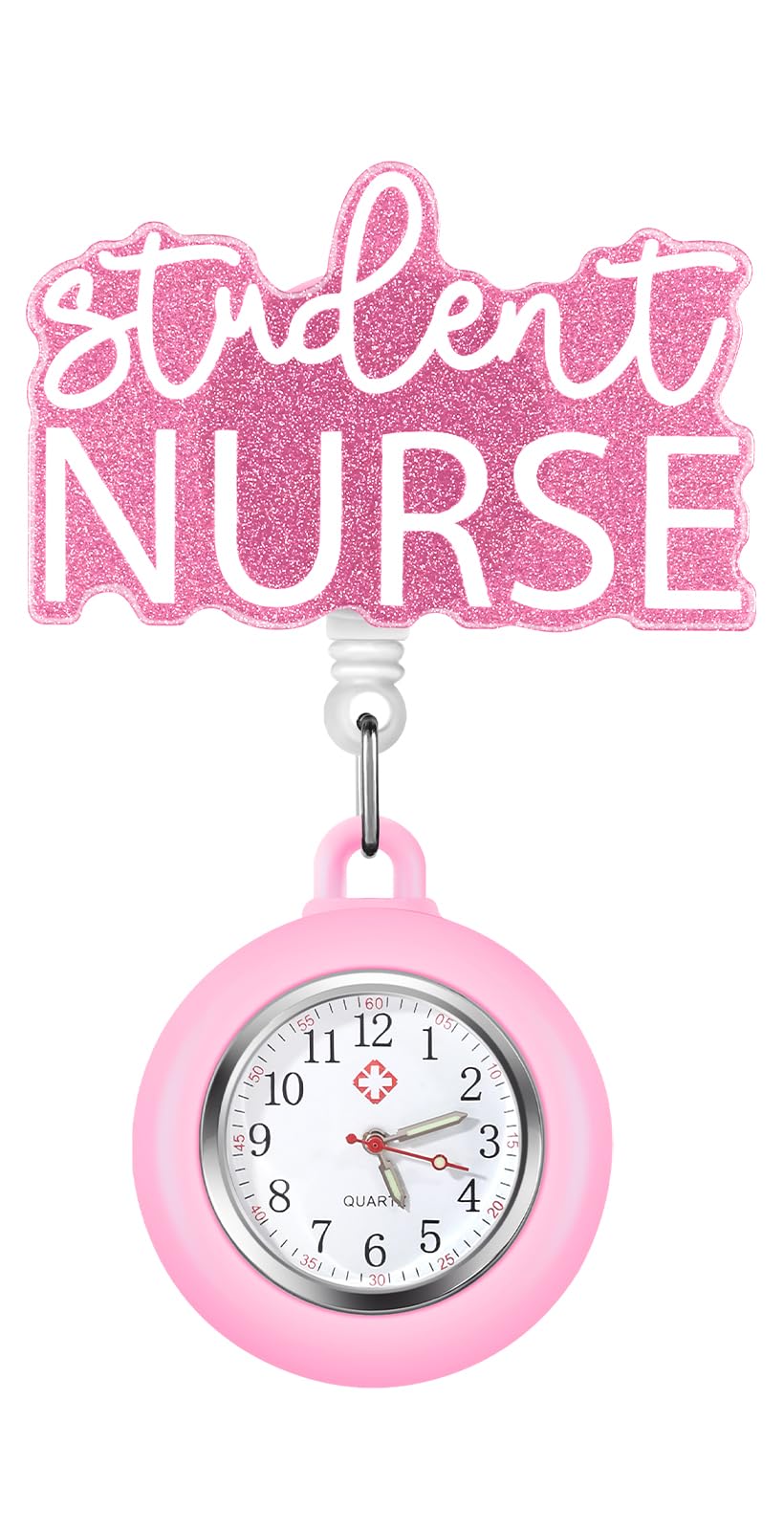 Plifal Nurse Pocket Watch Nursing Badge Fob with Second Hand - Retractable Clip On Clock with Secondhand for Medical Staff Women Men