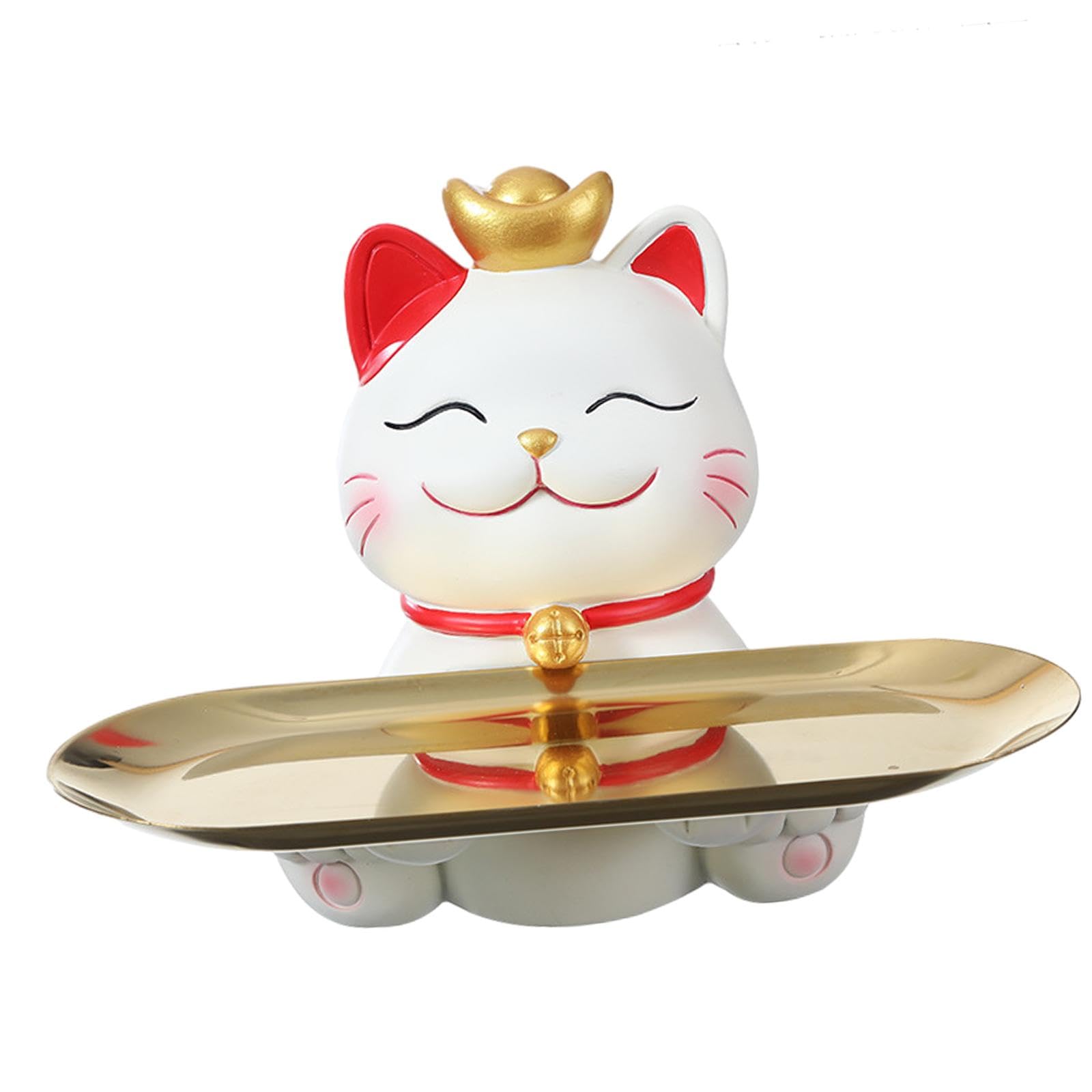 Amazon.co.jp: かわいい招き猫の像 トレイ付き ノベルティ雑貨コンテナ 