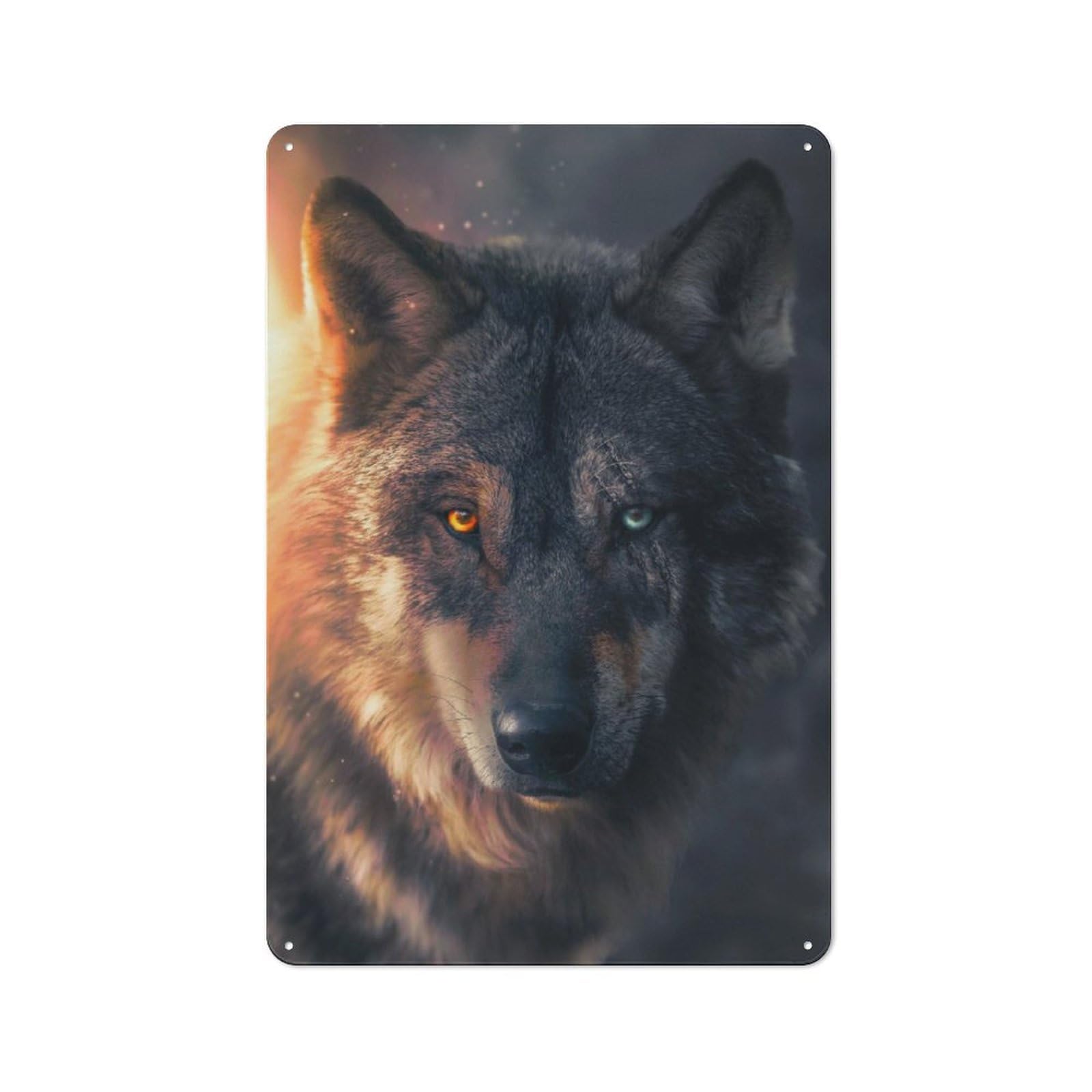 Junmoney Scar Wolf Metal Wall Sign 30X20cm Featuring For Garage Wall, For Themed Room Decoration, For Living Room And Hallway Decor