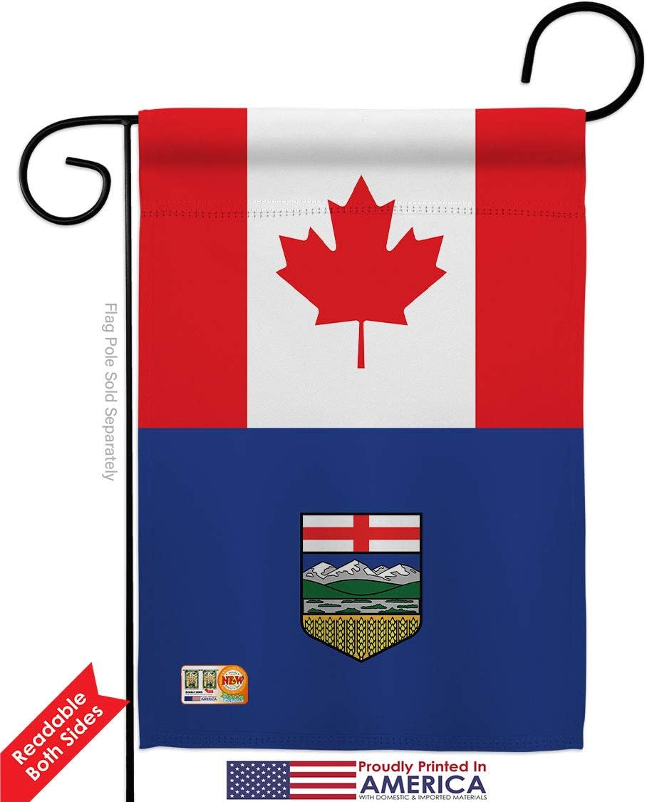 Canada Alberta Garden Flag Set with Stand Regional Provinces Canadian Territories Region Country Particular Area Small Decorative Gift Yard House Banner Double-Sided Made In USA 13 X 18.5