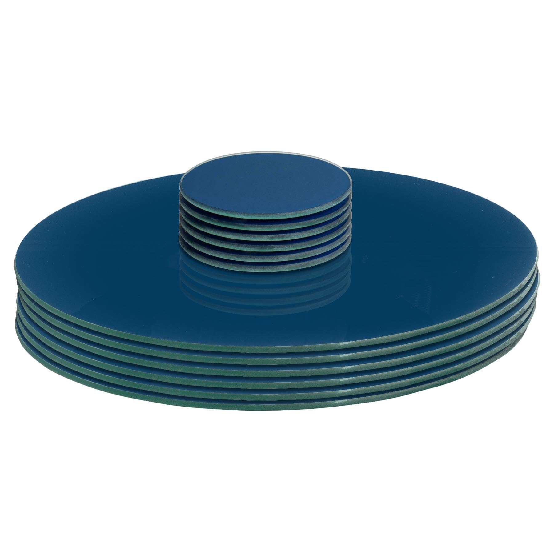 Harbour Housewares 12pc Round Glass Placemat & Coaster Set - 30cm - Hague Blue