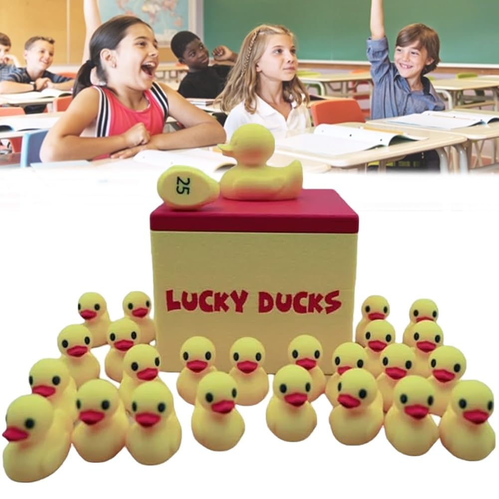 ​Classroom Management Lucky Ducks, 25 Numbered Ducks with Storage Box, Numbered Duck Grouping, Back to School Season Cute Ducks Classroom Management Tool, Students Teacher Gifts