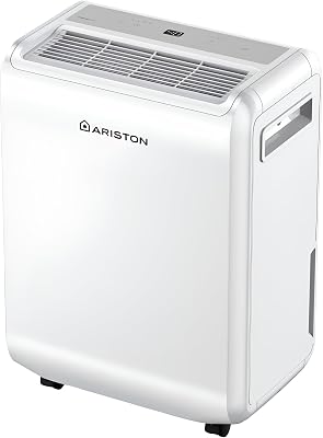 Ariston DEOS 12 EVO – Deumidificatore Casa Muffa Portatile 12L/24h con Ruote, Bagno e Ambienti Fino 31㎡, Piccolo Assorbi Umidità 32×41,4×20,5 – 3 Velocità d’Aria e Filtro Antipolvere, Consumo Max 210w