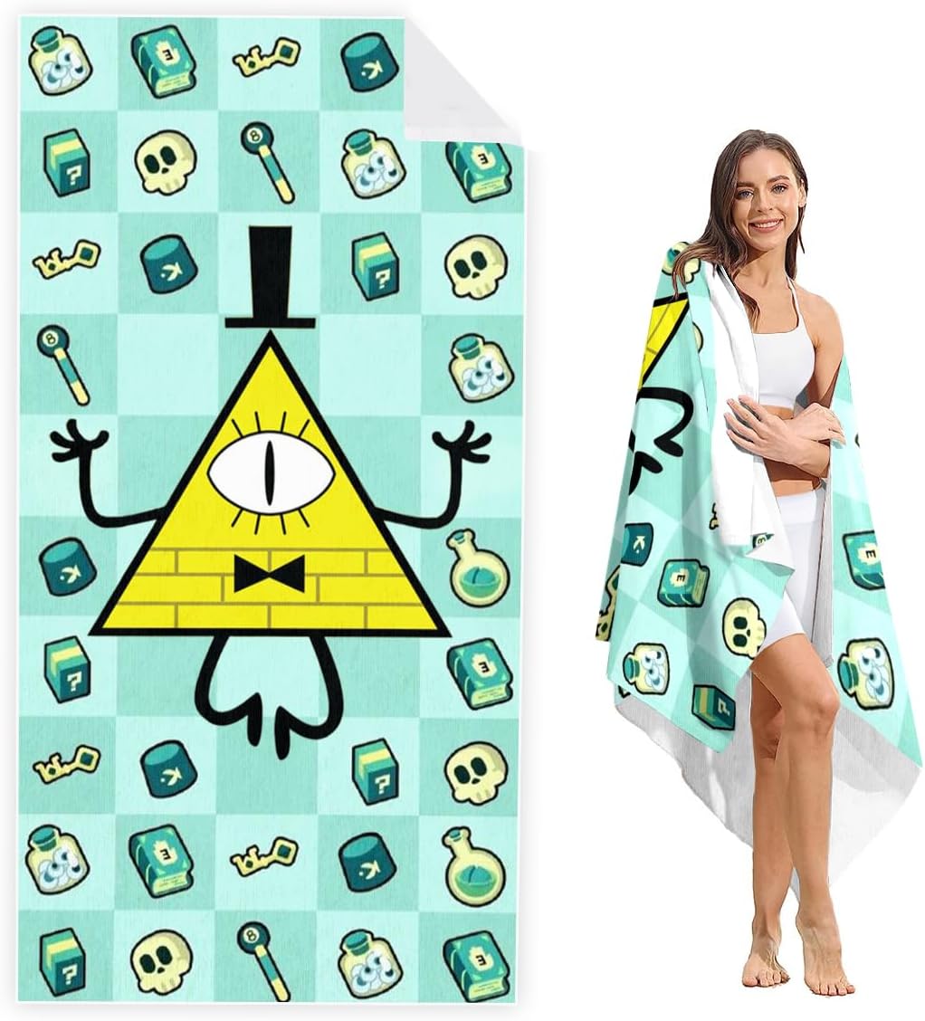 EIKOU Gravity Falls Beach Towels 27.5"X55" Bill Cartoon Cipher Art