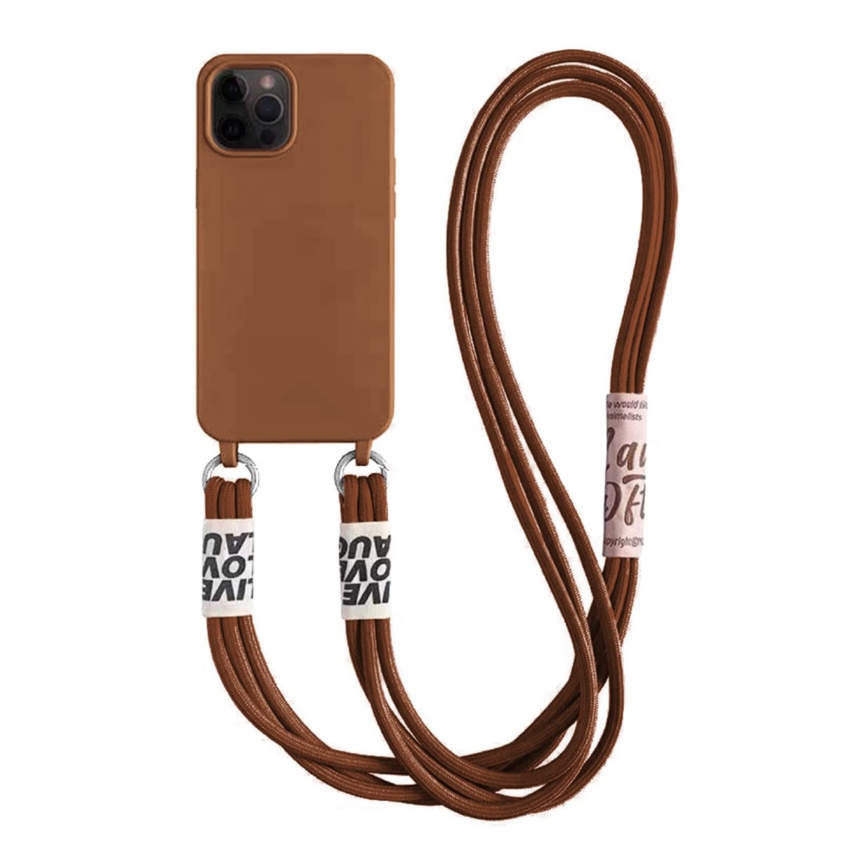 Custodia IPhone 13 Pro Con Cordino Regolabile - Emlivi Silicone Liquido - Tracolla Morbida - Nero