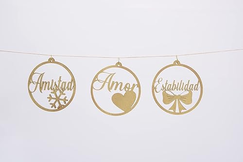 Miniatura 5 de A&C Quinceañeras and More Mexican Ornaments Wooden Ornaments Esferas de madera con mensajes de navidad