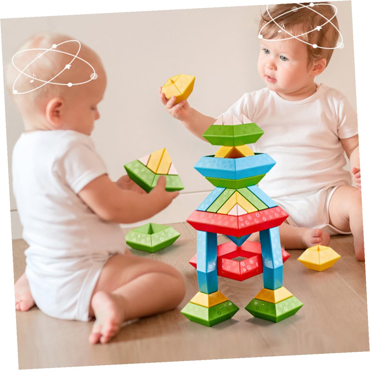POPETPOP 30 Piezas Bloques de Construcción de Colores para Juguetes Educativos de Formas Geométricas Desarrollo Motricidad Interactivo Infantil