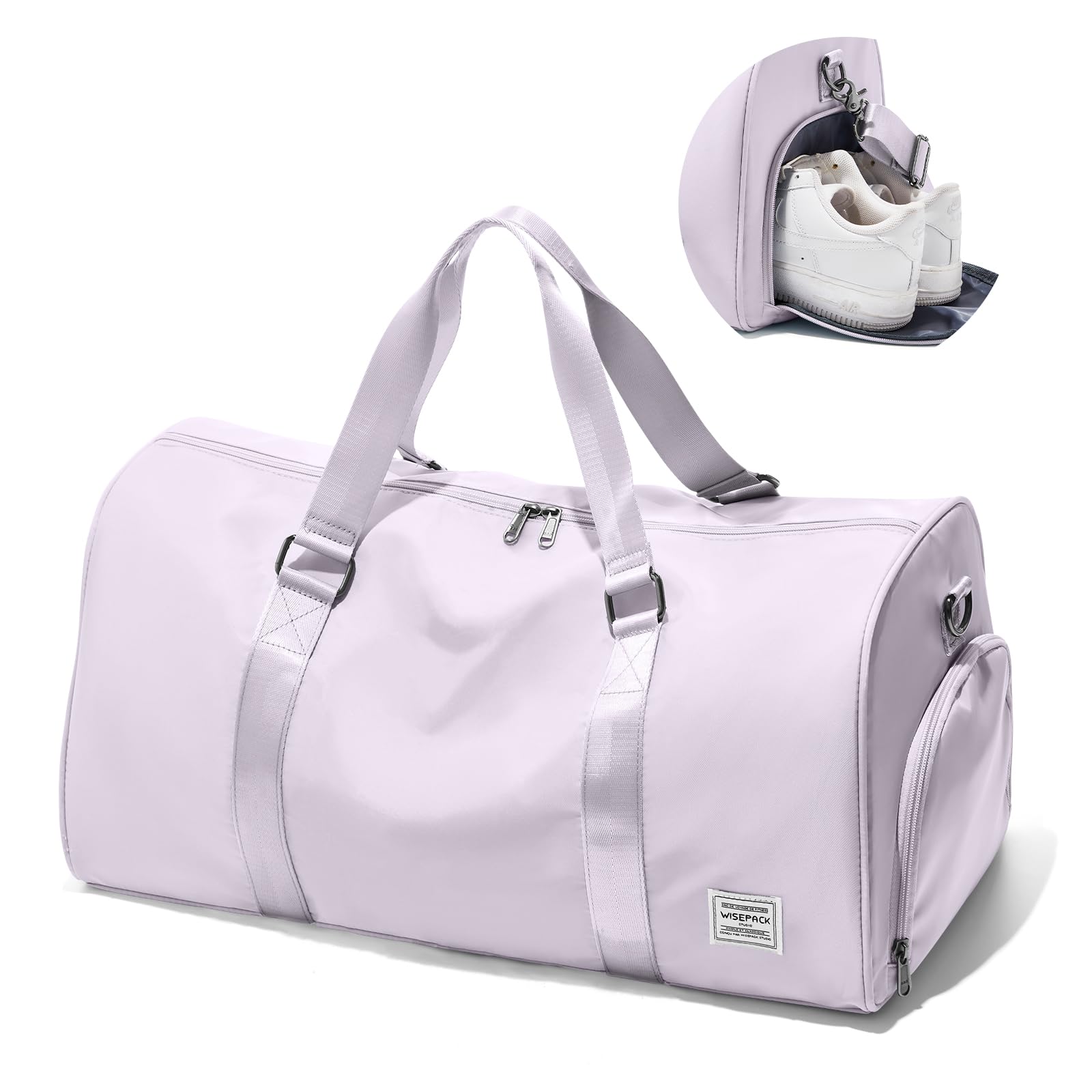 Gym Bag with Shoes Compartment Travel Duffel Weekend Overnight Carry on Bag, D4-Light Purple, L, Gym Bag — image 1