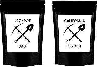 2-Pack Bundle Bags Gold Paydirt with California Paydirt, Jackpot Bag – Authentic Gold Panning Pay Dirt Concentrate Contains Gold in Every Bag – Convenient Sealed Bag