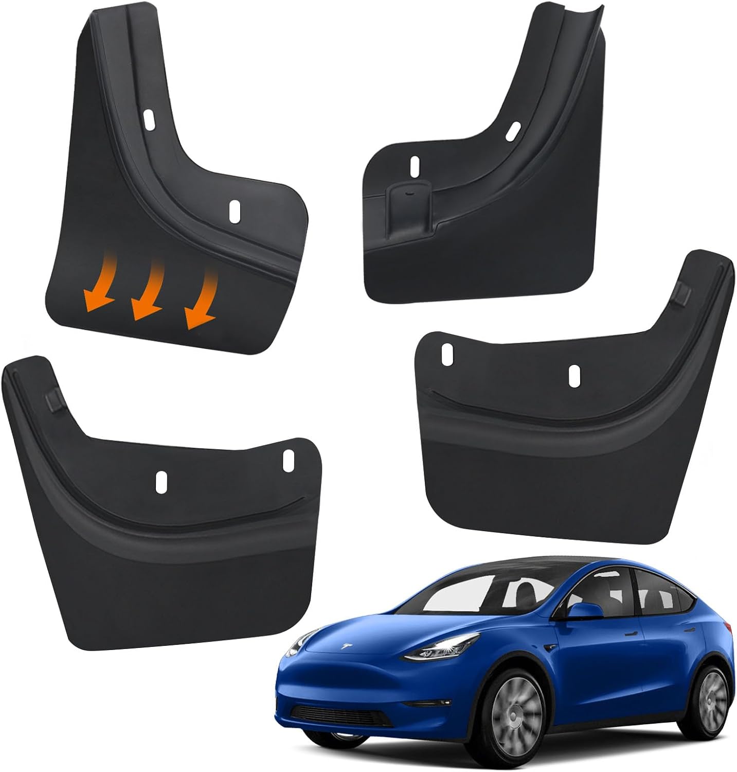 Mud Flaps for Tesla Model Y 2024 2023 2022 2021, Flexible Mud Guards No Drilling/Tape Splash Guards Fenders Accessories for Tesla Model Y 2024, Set of 4 Mudguards Mudflaps for Tesla