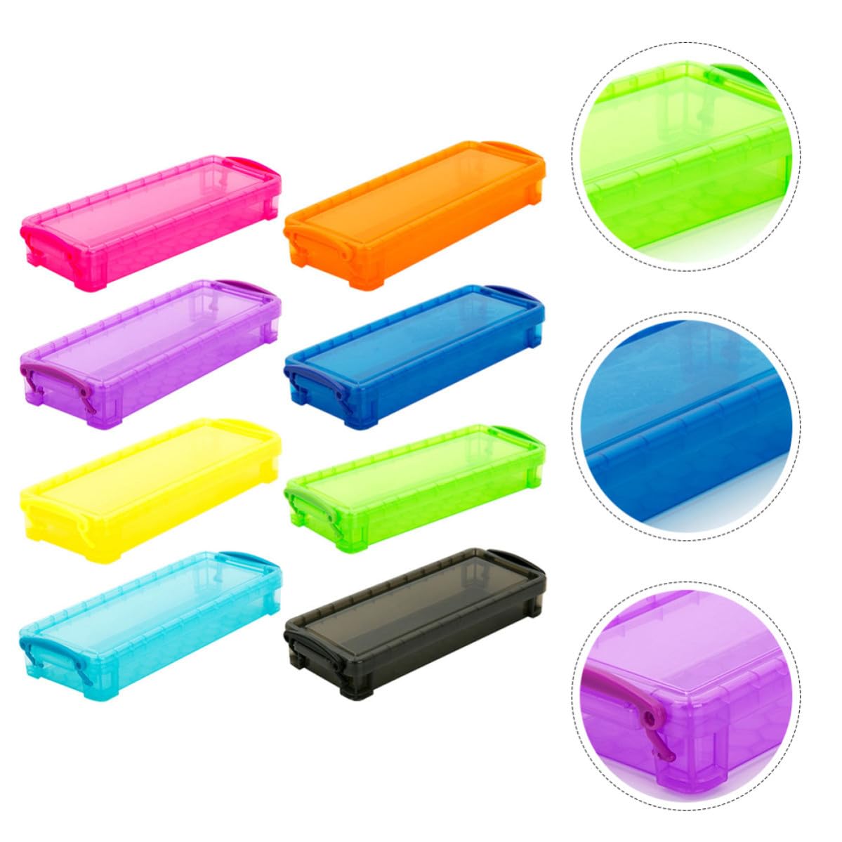 8pezzi Astuccio Trasparente per Matite Organizer Grande Capacità per Penne Portapenne Multiuso con Coperchio Sicuro Contenitore per Cancelleria da Ufficio e Scuola