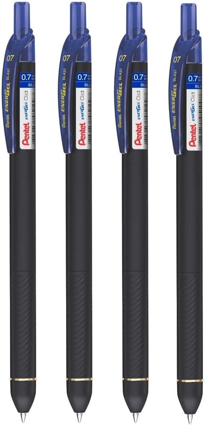 Pentel EnerGel Click Roller Gel Pen - Pack of 4 (BLUE PENS)