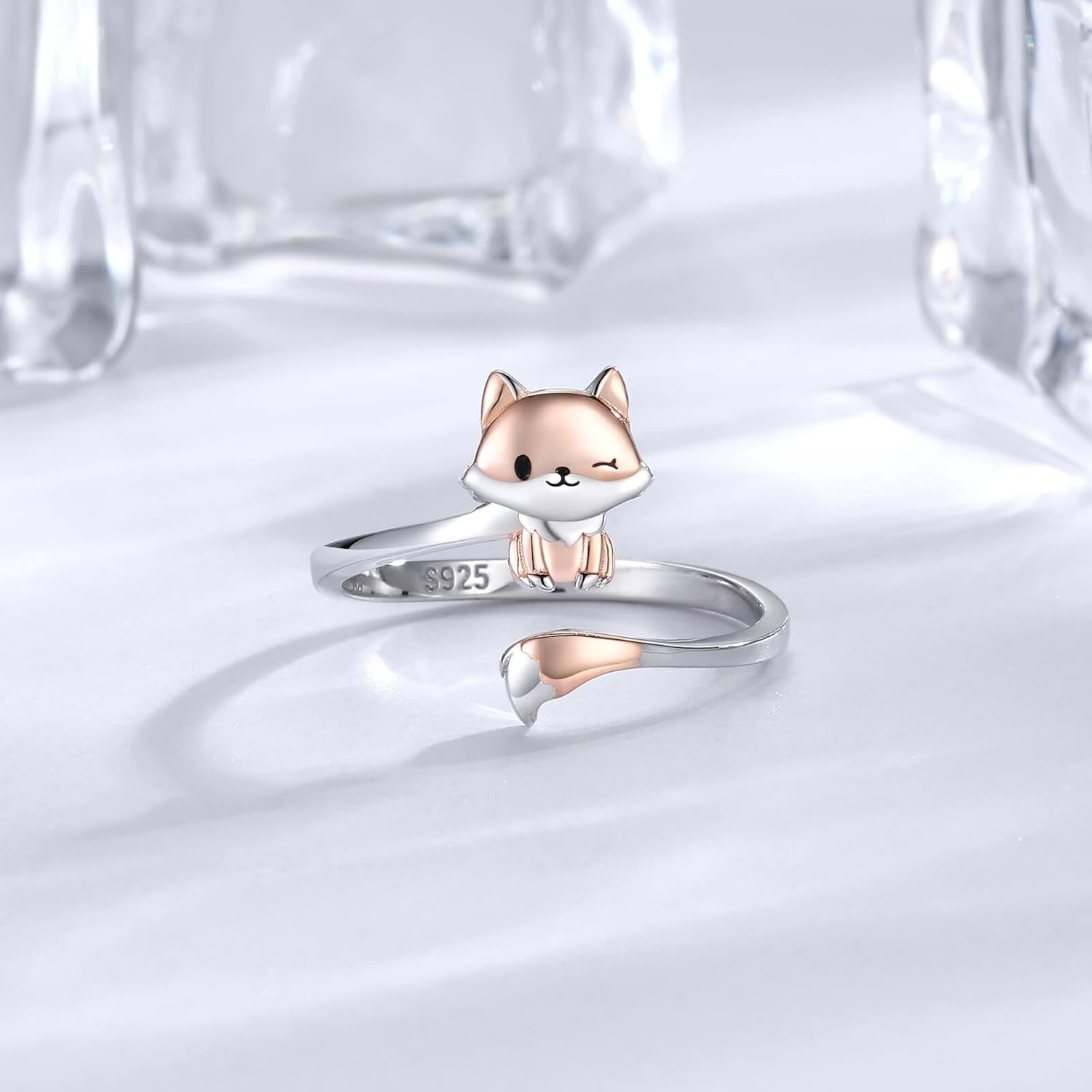 Fox Cat Red Panda Ring for Women Sterling Silver: 925 Adjustable Cute Animal Rings Cartoon Birthday Jewelry Gift for Animal Lovers - Image 2