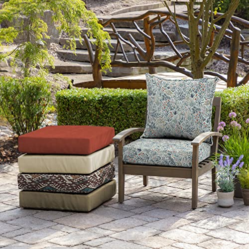 Image of Arden Deep Seat Outdoor Chair Cushion Set (2-Pack), 24 in x 24 in, Weather-Proof, Rain-Proof, Fade Resistant Patio Cushion Set for Chair, Sofa, and Couch Pistachio Botanical