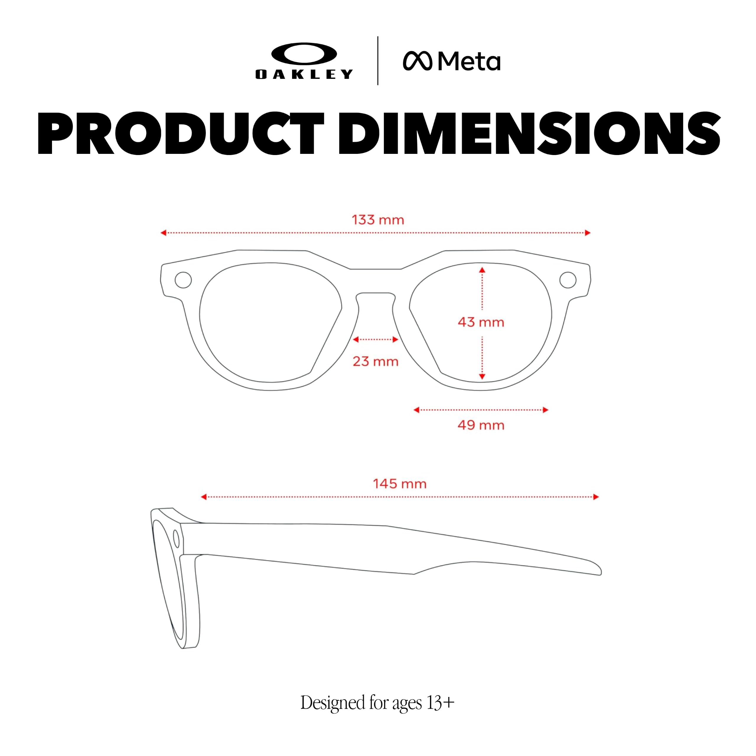 Oakley Meta HSTN Occhiali AI per Uomo, Donna — Occhiali Sport & Lifestyle — Fotocamera 12 MP, Video 60fps, Open-Ear Audio, Meta AI — Montatura Nera, Lenti Prizm Ruby