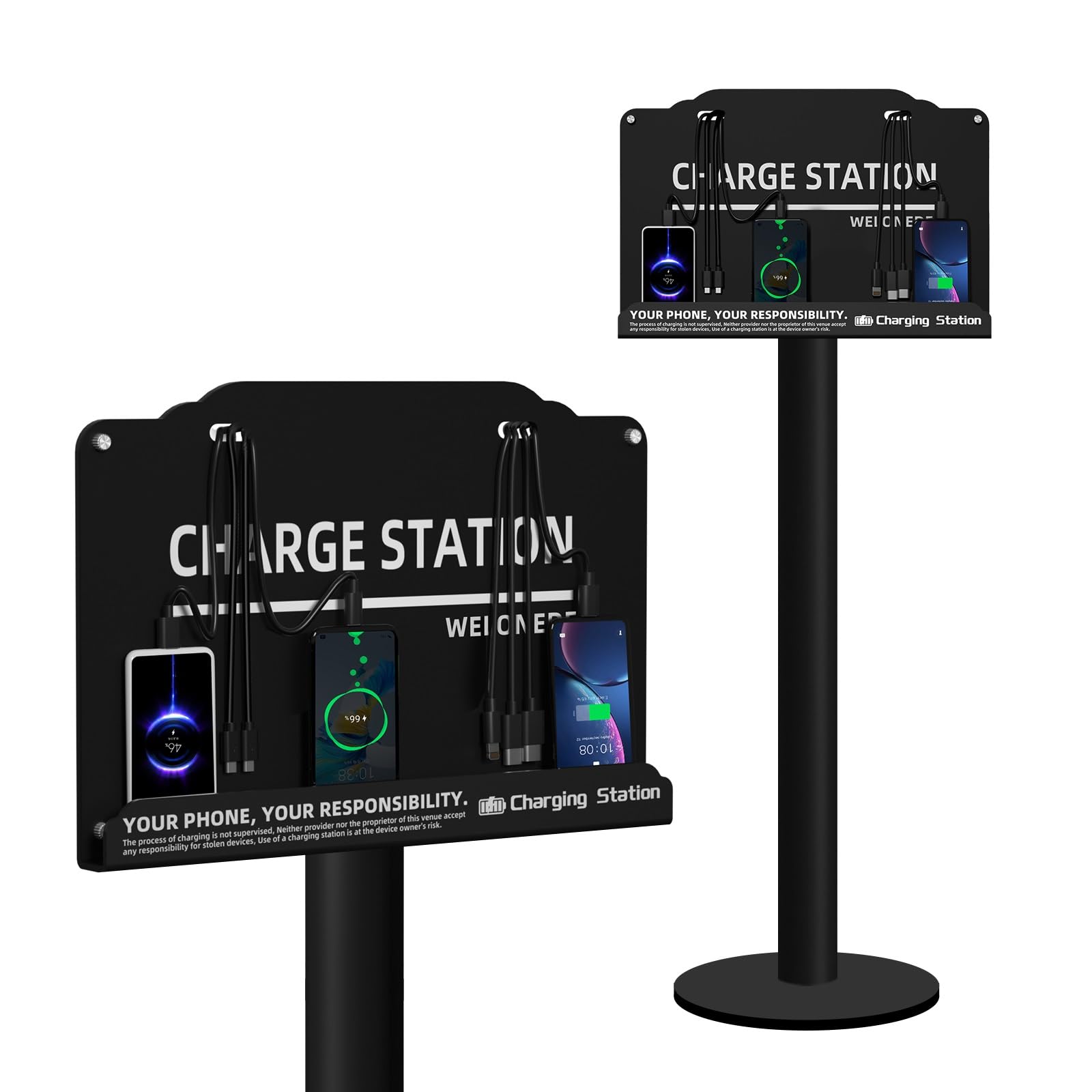 Stazione di ricarica per telefono cellulare | 8 dispositivi a ricarica rapida | Compatibile con tablet Apple e porta Android | Ideale per uffici, hotel, ospedali, aeroporti