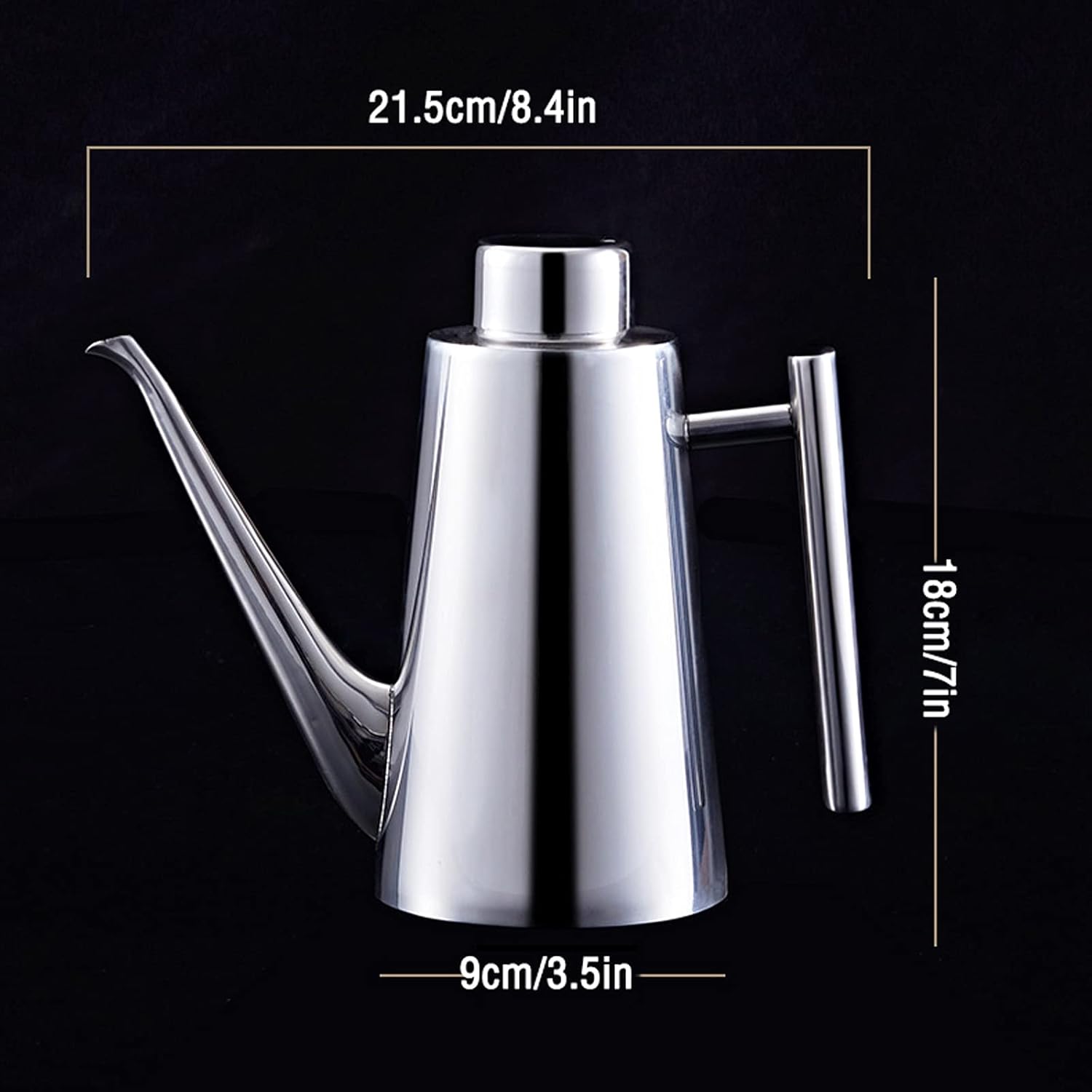Oil and Vinegar Bottle Stainless Steel Oil Bottle with Handle Kitchen Leak-Proof Oiler with Spout Thickened Oil Dispenser for Home Hotel Restaurant Cruet Set