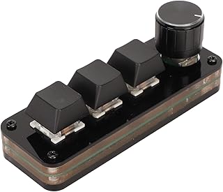 Mini One Handed Mechanical Keyboard, 3 Key Macro Programmable Keyboard with Knob, Hotswap Blue Switch Gaming Keyboard for PC Video Game Office