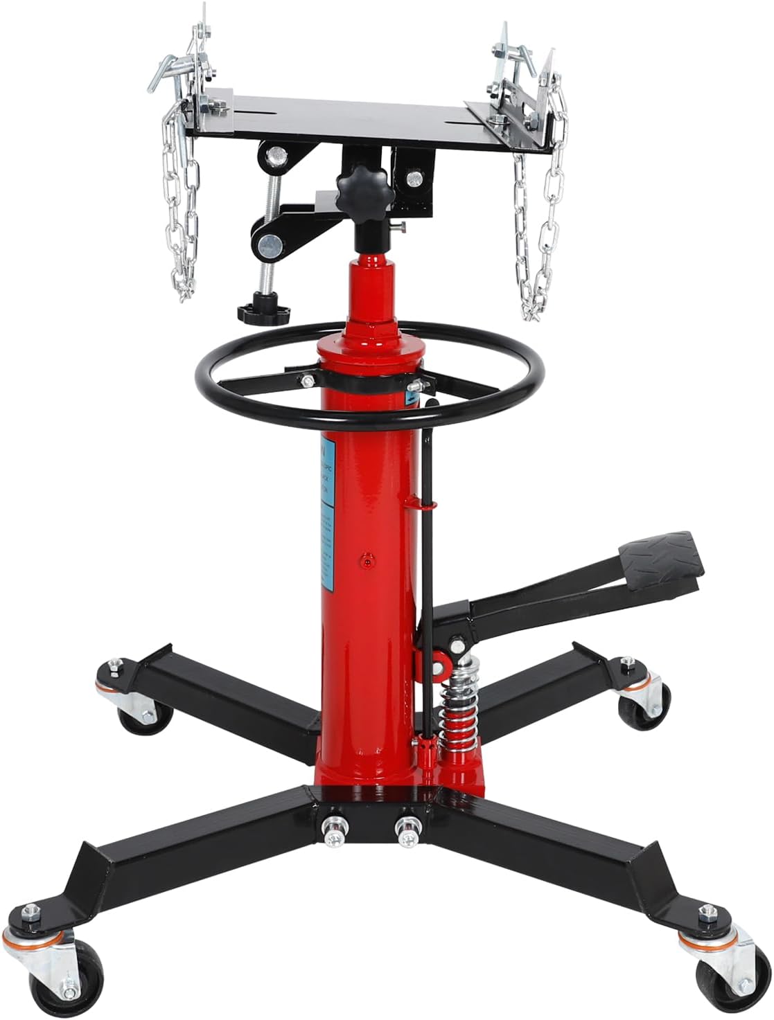 EASYBERG 1800 lbs Hydraulic Transmission Jack, 0.8 Ton Telescopic Transmission Lift with 34"-68" Adjustable Height, 360° Swivel Solid Wheels & Foot Pedal
