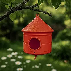 Casinha Ninho Para Passarinho Com Poleiro P/Pássaro Jardim Laranja
