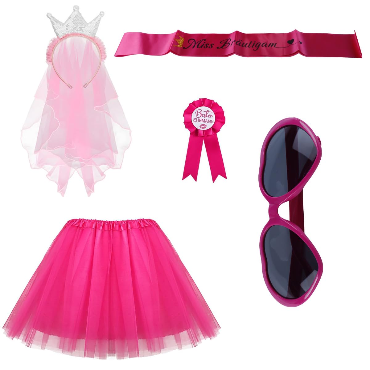 Orivin Hen Party Outfit Set, Stag Night Costume for Men - Crown, Badge, Sash and Tutu for Christmas or 1980s Ball Party
