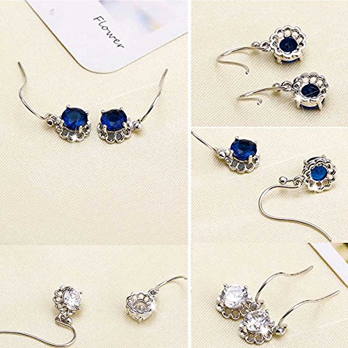 Lulu Starr Sunflower Dangle Earrings Made With Aquamarine Swarovski Crystals, Sterling Silver - Blue #TOP2