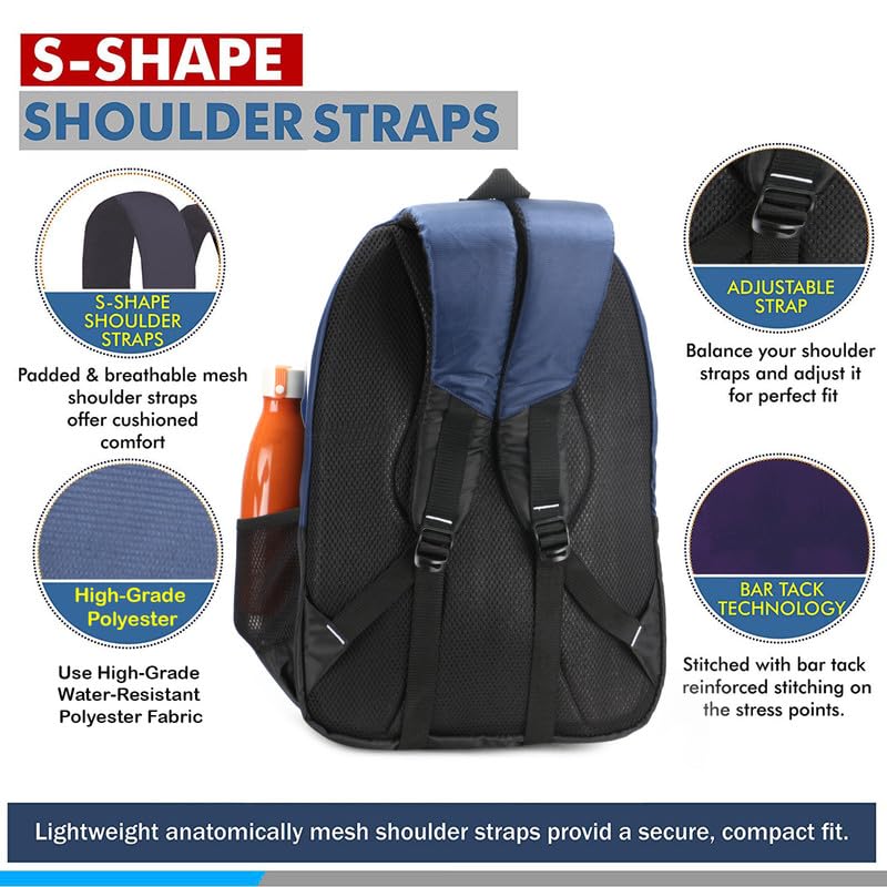 Image of Chris & Kate 38 Ltrs 47 cm Water reistanceBlue Backpack for School College Office casual bag With Laptop Compartment for boys and girls