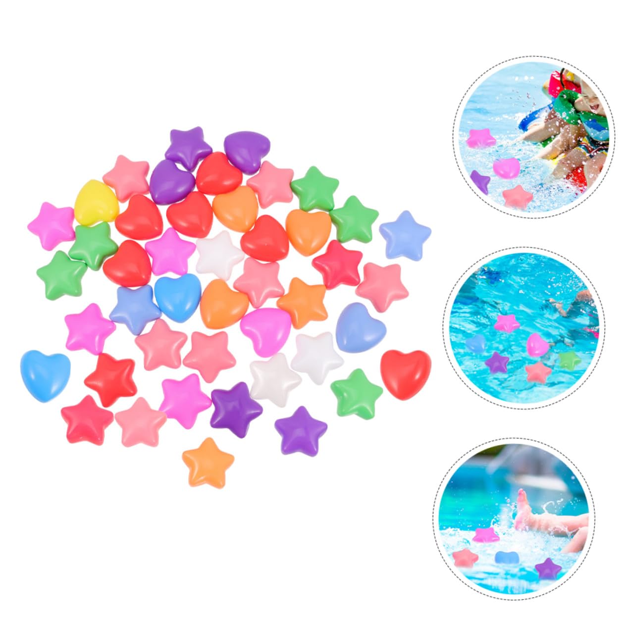 80 Bolas para Piscina en Forma de Estrella y Corazón, Hechas de PE, Ideales como Accesorios Decorativos Enseñar a Contar en Parques Infantiles y Áreas de Juegos
