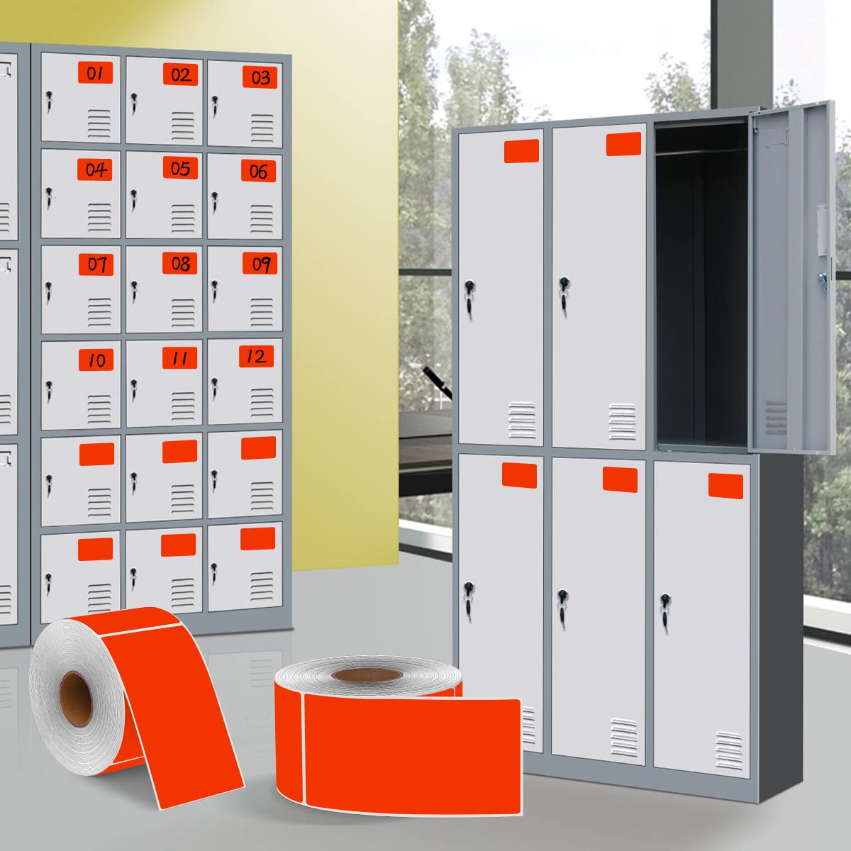 PARLAIM 5 adesivi rettangolari permanenti per codifica a colori, 500 etichette quadrate per inventario in movimento per scatola dispenser (rosso fluorescente)