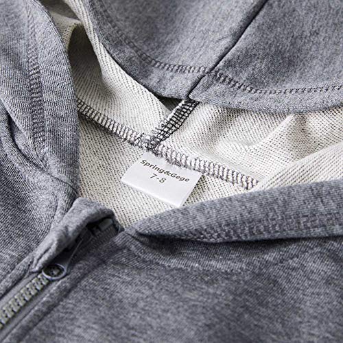 Image of Spring&Gege Boys Zip up Hoodie Soft Solid Classic Full Zip Hooded Sweatshirts for Kids (3-14 Years)