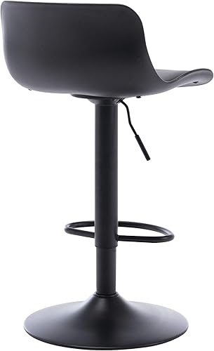 Miniatura 5 de NOBPEINT Taburete de bar giratorio ajustable tapizado contemporáneo con elevación de aire (negro, juego de 4) Negro