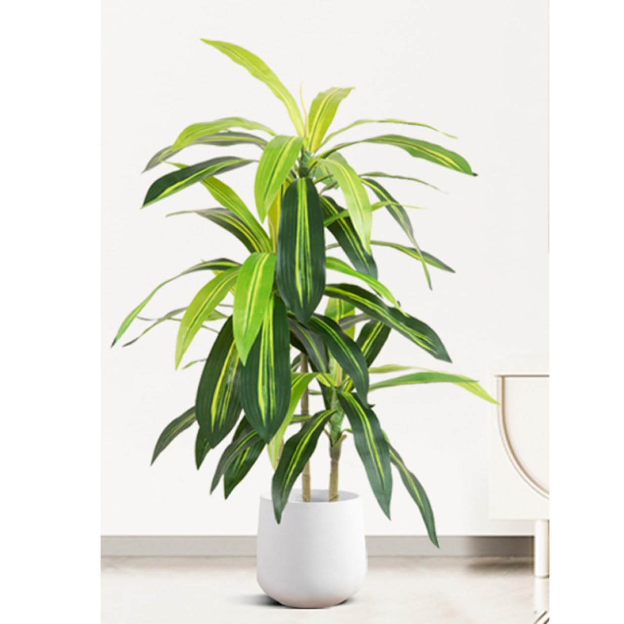 Amazon｜HGJH フェイクグリーン 人工観葉植物 造木 モンステラ 白*円形