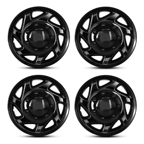 F8UZ-1130-AA Hubcaps Compatible with Ford E150 E250 E350 Econoline Van 1998-2023 16 inch Wheel Covers Set Gloss Black (Set of 4) #F8UZ-1130-AACP