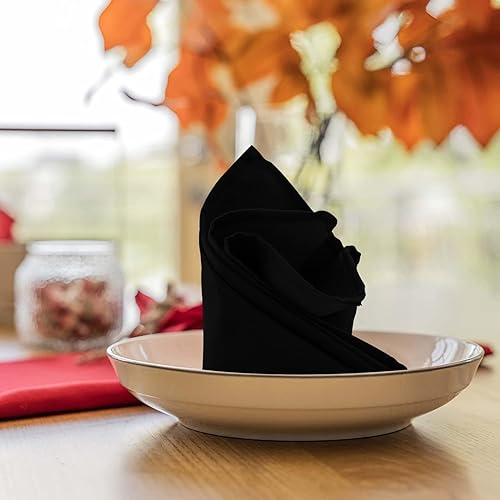 Miniatura 4 de Servilletas de tela de 17 x 17 pulgadas, servilletas de lino 100% poliéster, duraderas, suaves y absorbentes, con bordes dobladillos, ideales para