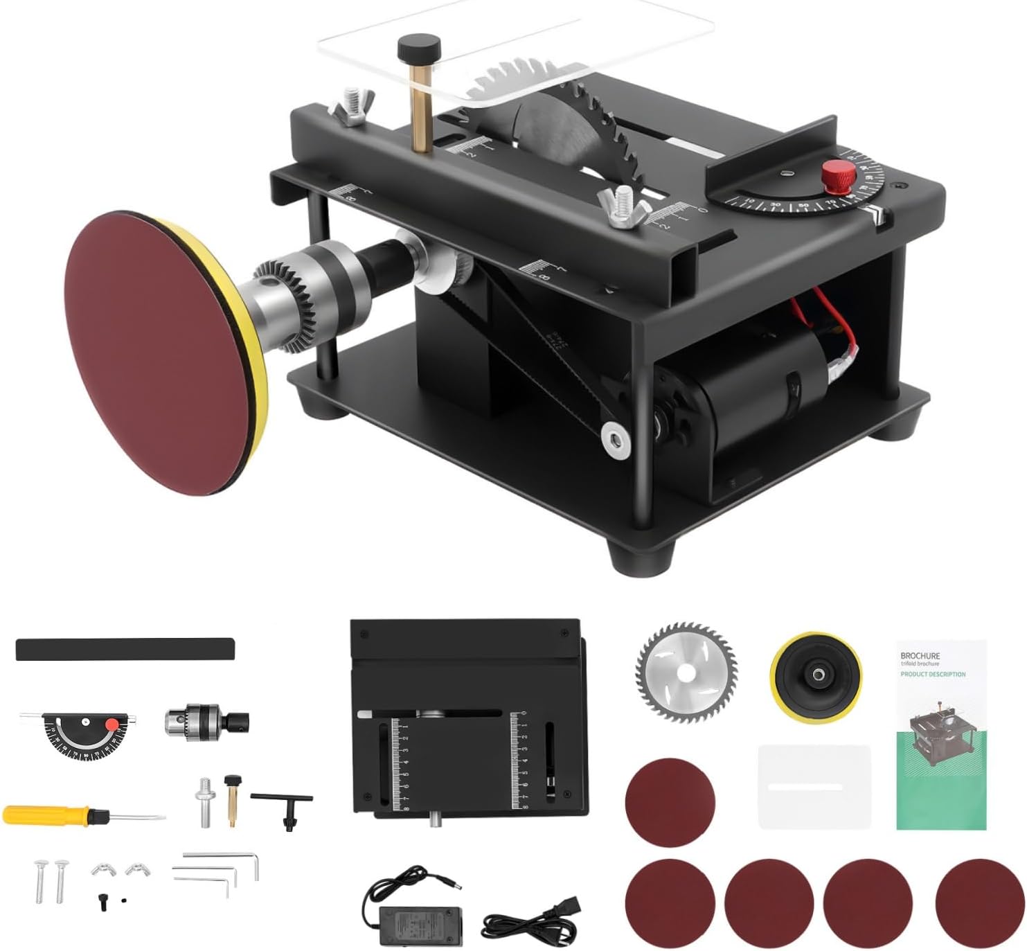 Mini Table Saw for Crafts, Multi Functional Table Saw, Portable Electric Saw Angle Adjustable for Wood Cutting, Desk Saws with More Accessories for Wood & Acrylic Cutting