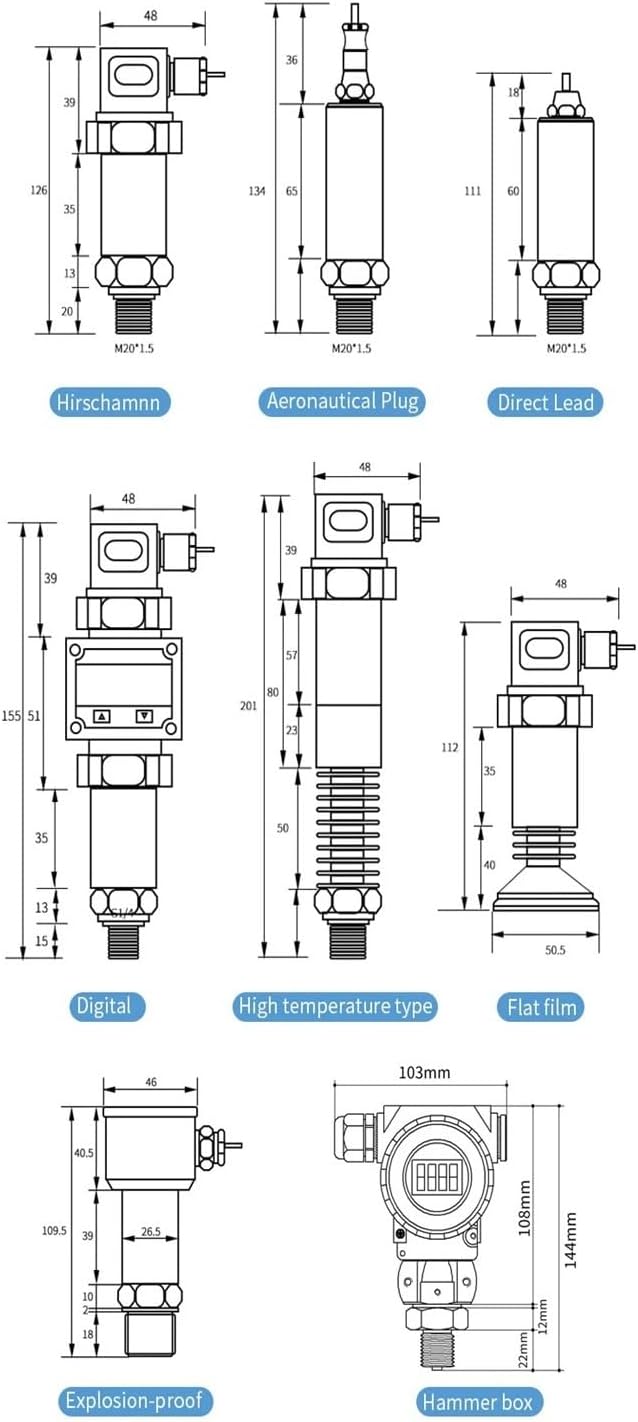 Pressure Sensor M20-1.5 DC24V Silicon Pressure Transmitter Transducer for Water Oil 4-20mA Output 0-1.6MPA Sensor Pressure Gauge Transducer(4-20ma Output,0-0.6Mpa)