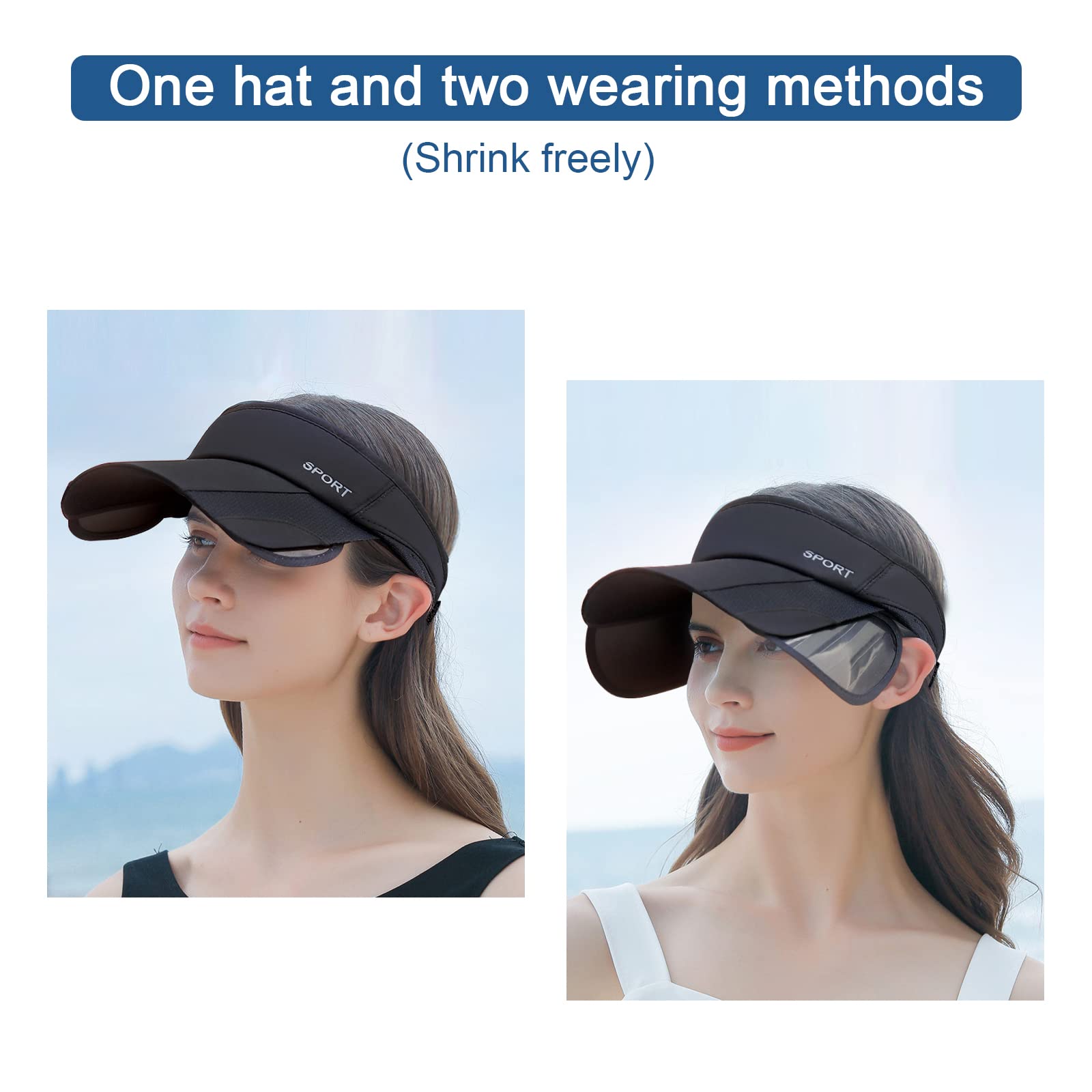 Visiera Parasole Viso_Shield – Cappello Con Tesa Regolabile 360° Per Sport Outdoor – Protezione UV – Rosa/Nero