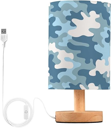 Table Lamp Hallway Night Light with Shade Gray Blue Camo Night Light for Kids Side Table lampara de habitacion