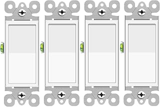 3 Way Decora Switch White, Greencycle 4 Pack Three Way/Single Pole Light Switch Rocker Switches 15A 120/277V, On/Off Rocker Paddle Interrupter, Residential/Commercial Grade,Home & Office,UL/CUL