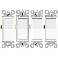 Vista 39 de Greencycle Interruptor de luz basculante de un solo polo, interruptor de luz de paleta de 15 amperios, interruptores Sp blancos, 120V-277V CA