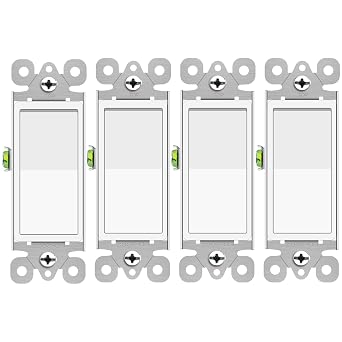 3 Way Switch White, Greencycle 4 Pack Three Way/Single Pole Light Switch Rocker Switches 15A 120/277V, On/Off Rocker Paddle Interrupter, Residential/Commercial Grade,Home & Office,UL/CUL