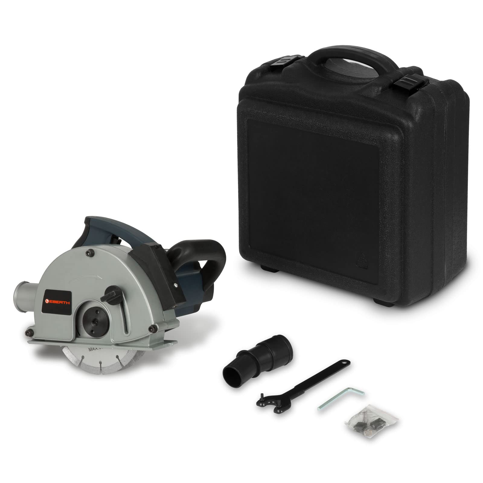EBERTH Cortadora de ranuras 1700 vatios, 2x disco de corte 150 mm, profundidad de corte 5-40 mm, anchura de corte ajustable 14, 19 y 29 mm, láser, función de arranque suave, conexión de ventosa